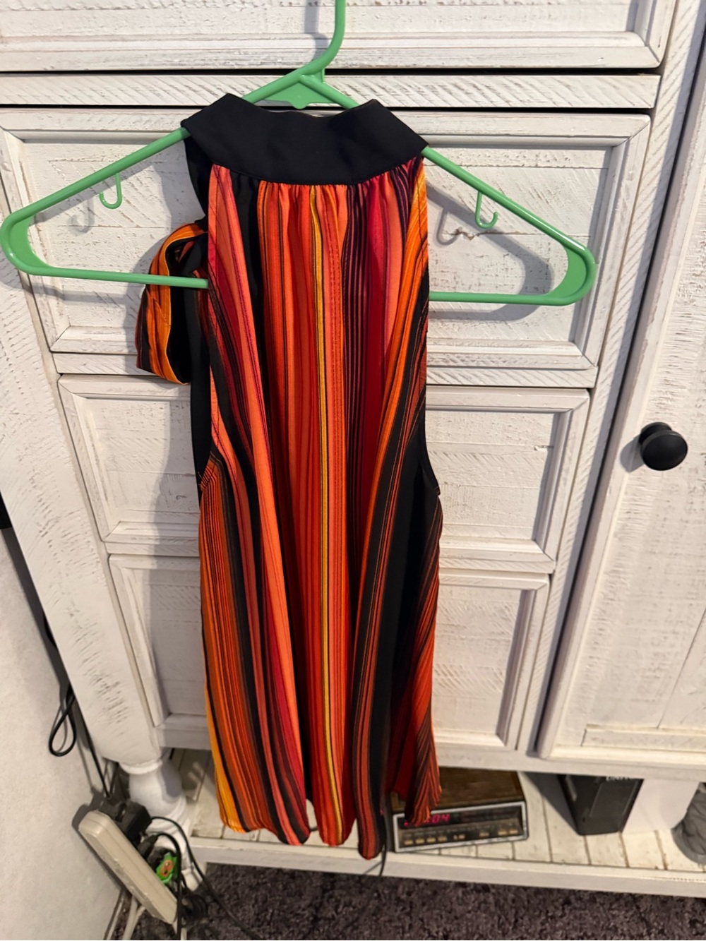 Worthington Multicolor Striped Halter Top - Orange & Black